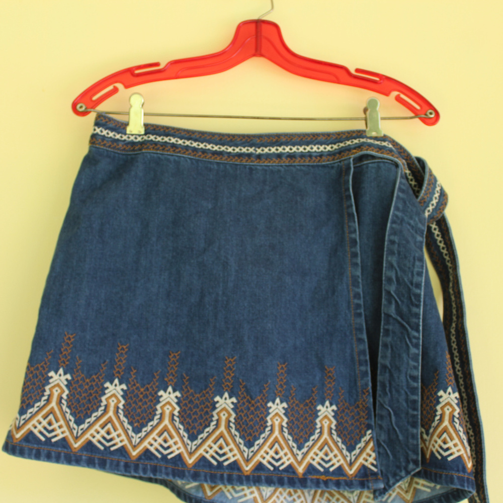 Wrap around, Patterned Jean Skirt: Free People